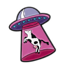 Listing image for Cow Abduction UFO Enamel Lapel Pin Badge