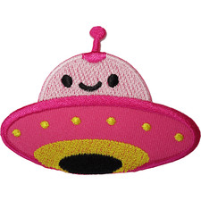 Listing image for Flying Saucer Patch Iron Sew On Alien Spaceship UFO NASA Space Embroidered Badge